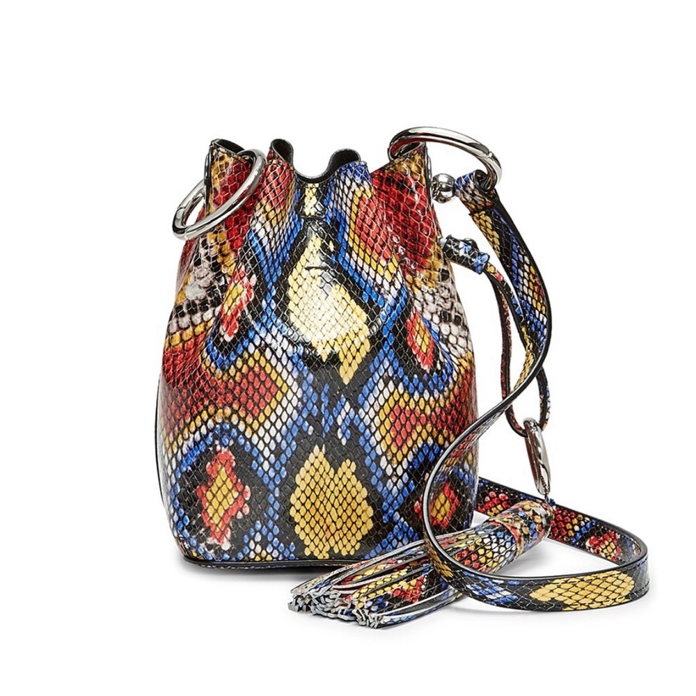 Rebecca Minkoff Multicolor Snake-Print Crossbody Bucket Bag